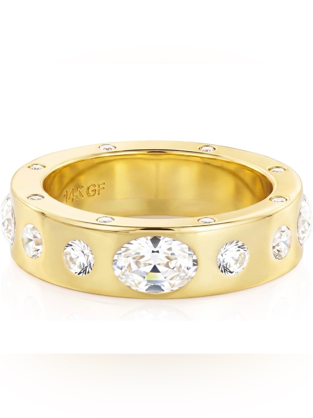 14K Gold Filled CZ Ring 6MM Statement Band Stacking Ring Women Sizes 6-9
